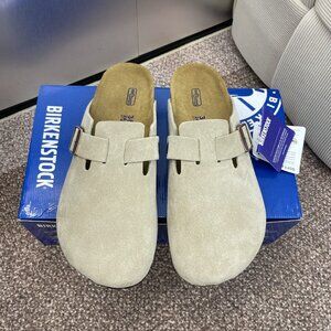 Birkenstock Boston Soft Footbed Taupe Suede Wide